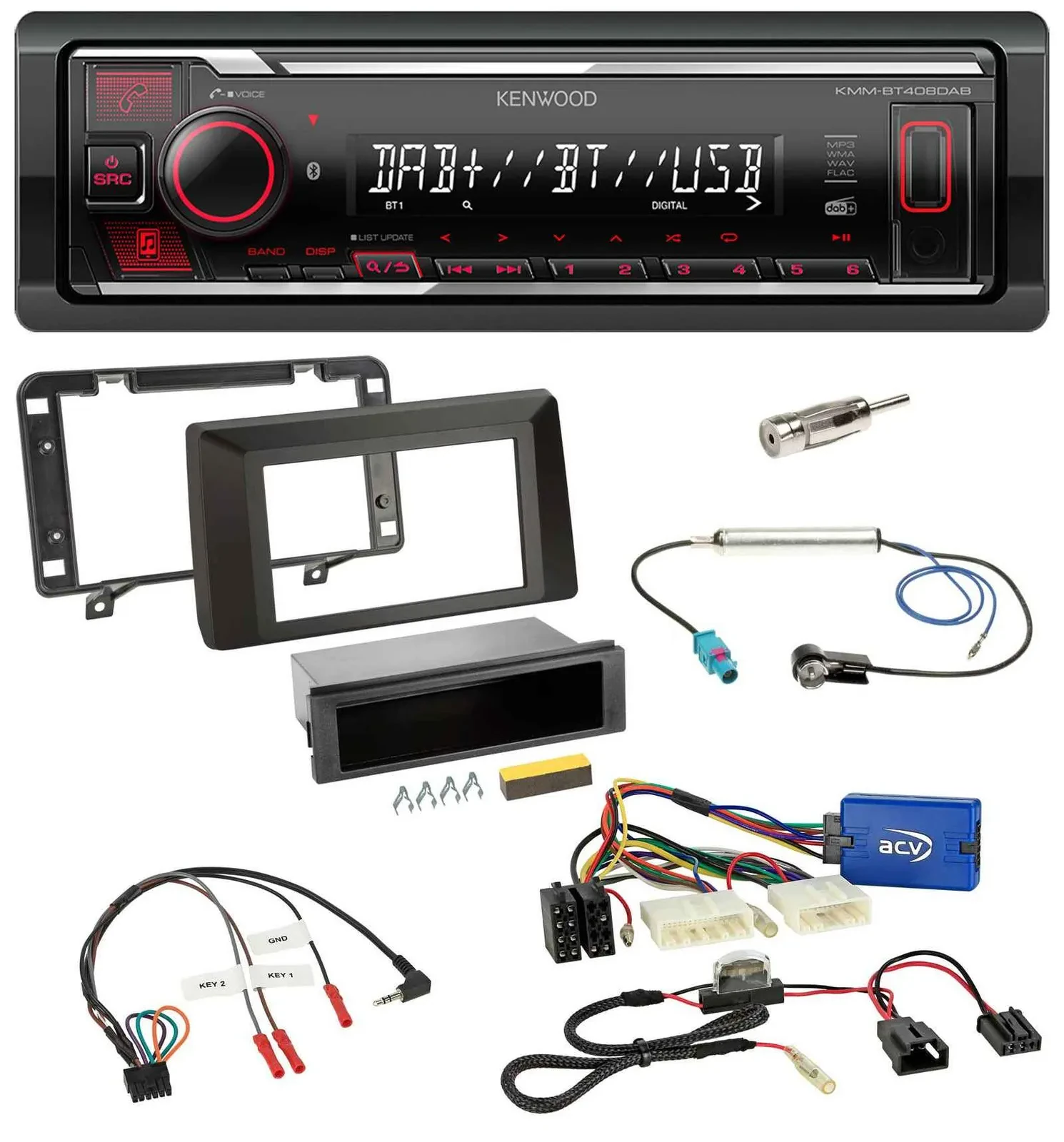 Kenwood Lenkrad Bluetooth USB DAB Autoradio für Dacia Duster ab 2021