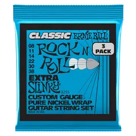 Струны для электрогитары ERNIE BALL 3255 Pure Nickel Extra Slinky Classic 3 Pack 8-38