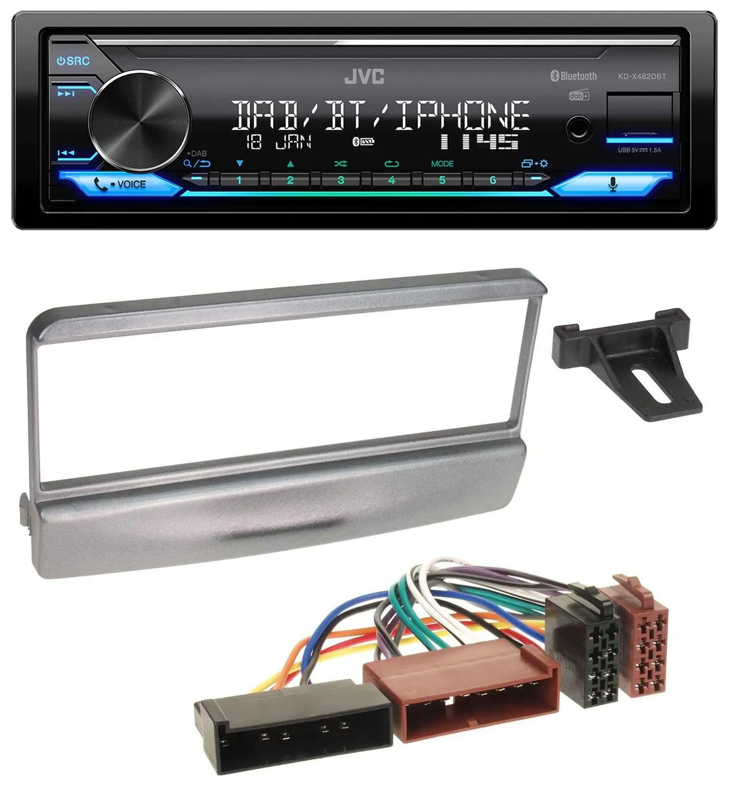 Автомагнитола JVC Bluetooth, DAB, USB, MP3 для Ford Cougar/Fiesta/Escort/Focus 1995–2004