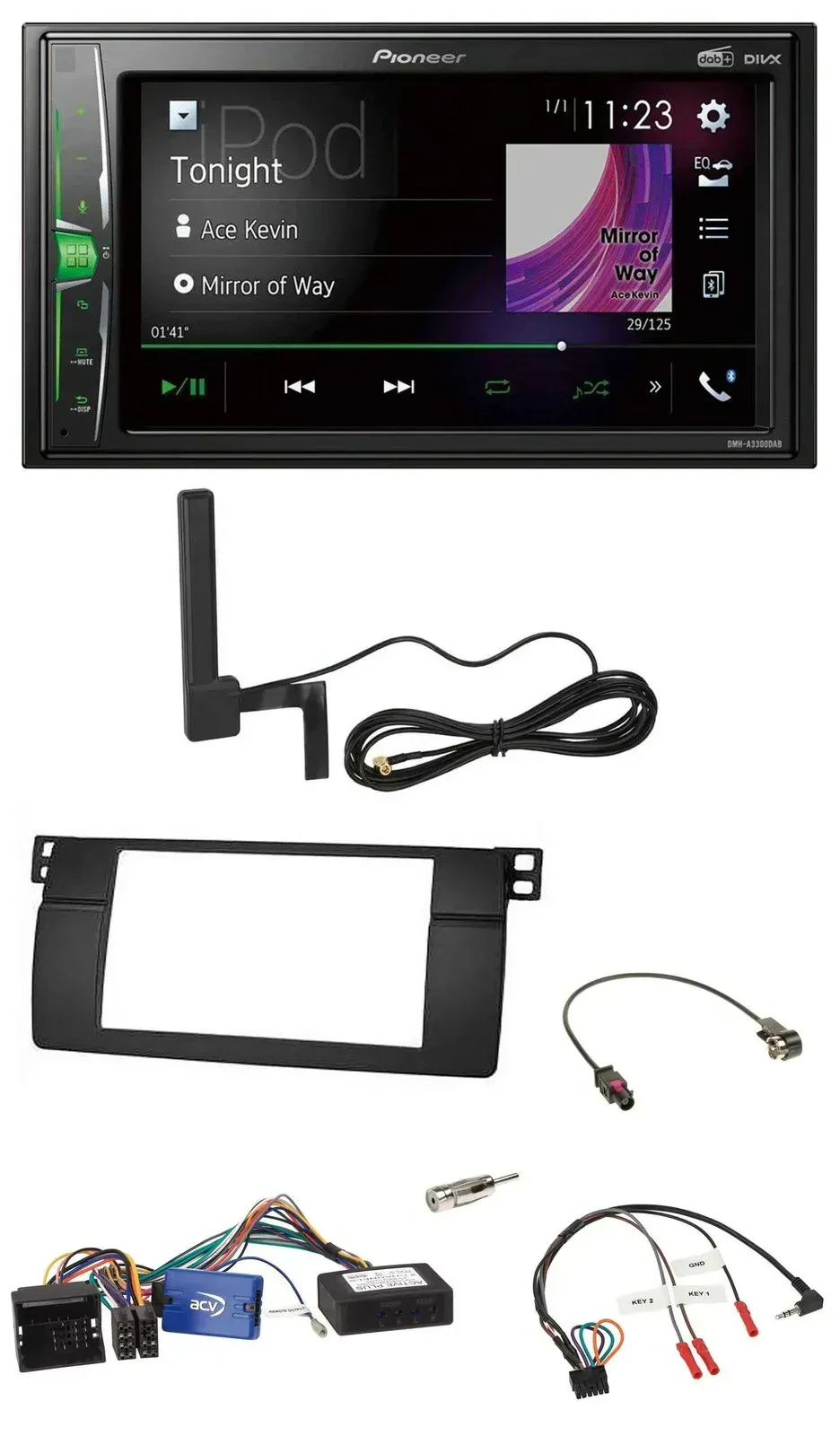 Автомагнитола для BMW 3 Series E46 2002–2006 Pioneer 2 DIN, Bluetooth, DAB, MP3, черный