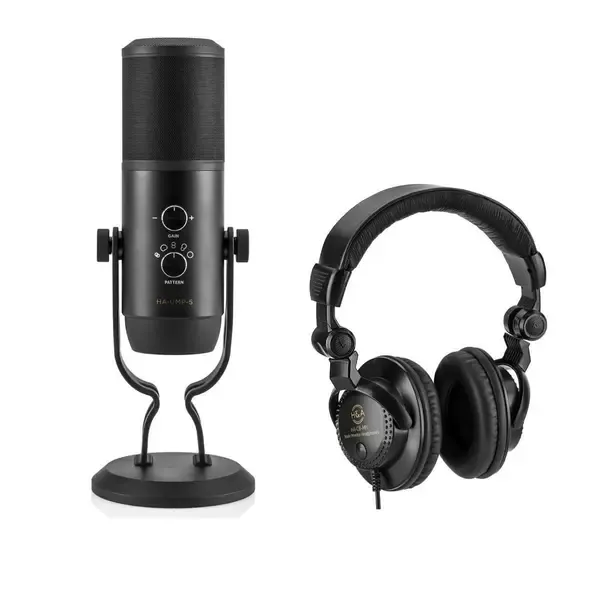 USB-микрофон HA UMP-5 Pro USB Multi-Pattern Condenser Microphone with Headphones в комплекте наушники