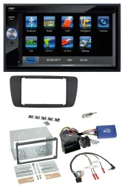 Автомагнитола Blaupunkt 2DIN, Bluetooth, SD/USB, TMC, для Seat Ibiza (с 2008), управление с руля