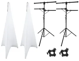 (2) Rockville RVLS1 Lighting Tree Light Stands + Scrim Werks White Cloth Covers