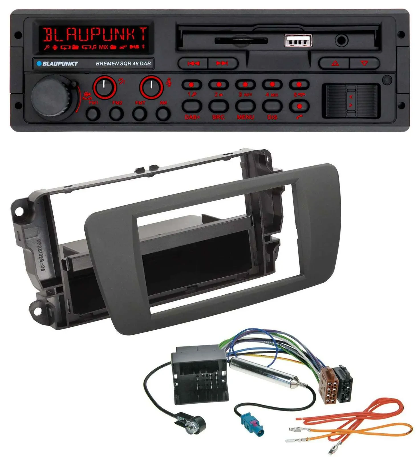 Blaupunkt SD MP3 USB Bluetooth DAB Autoradio für Seat Ibiza (ab 12) - tuam grey