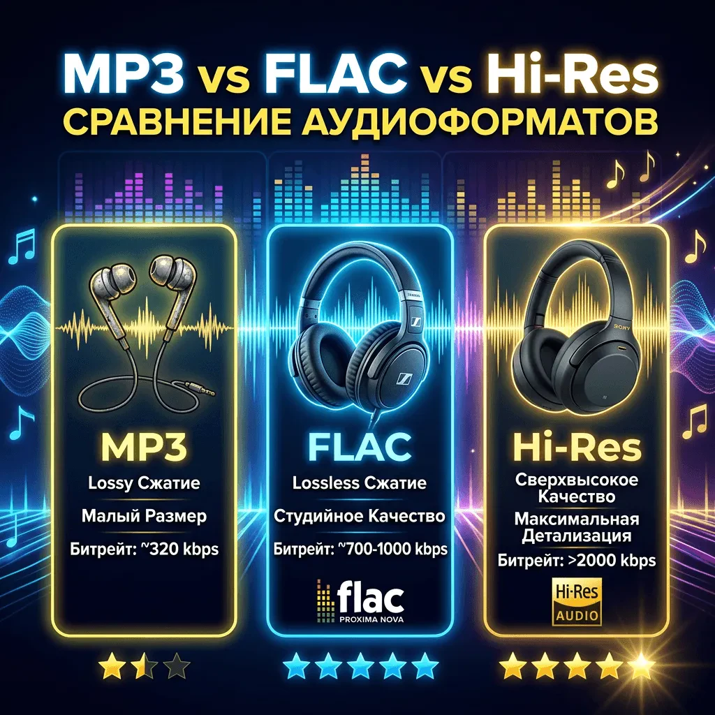 Чем отличаются MP3, FLAC и Hi-Res: сравнение форматов звука
