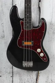 Fender Limited Edition Gold Foil Jazz Bass Guitar Black Sparkle with Gig Bag