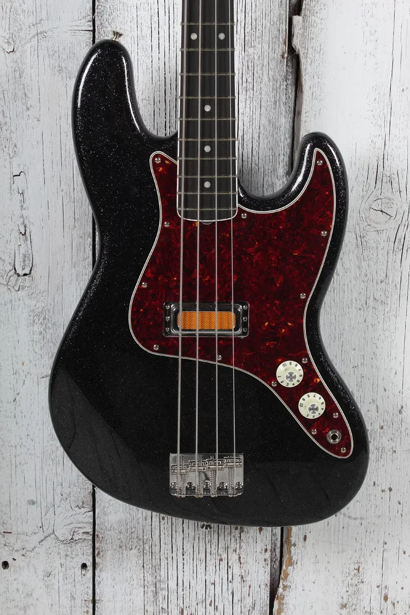 Fender Limited Edition Gold Foil Jazz Bass Guitar Black Sparkle with Gig Bag