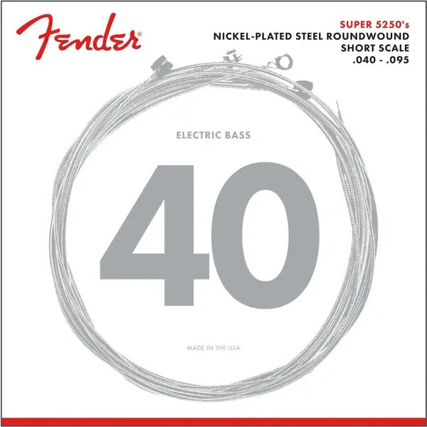 Струны для бас-гитары Fender Super 5250 Nickel Plated Steel Roundwound Short Scale 040-095