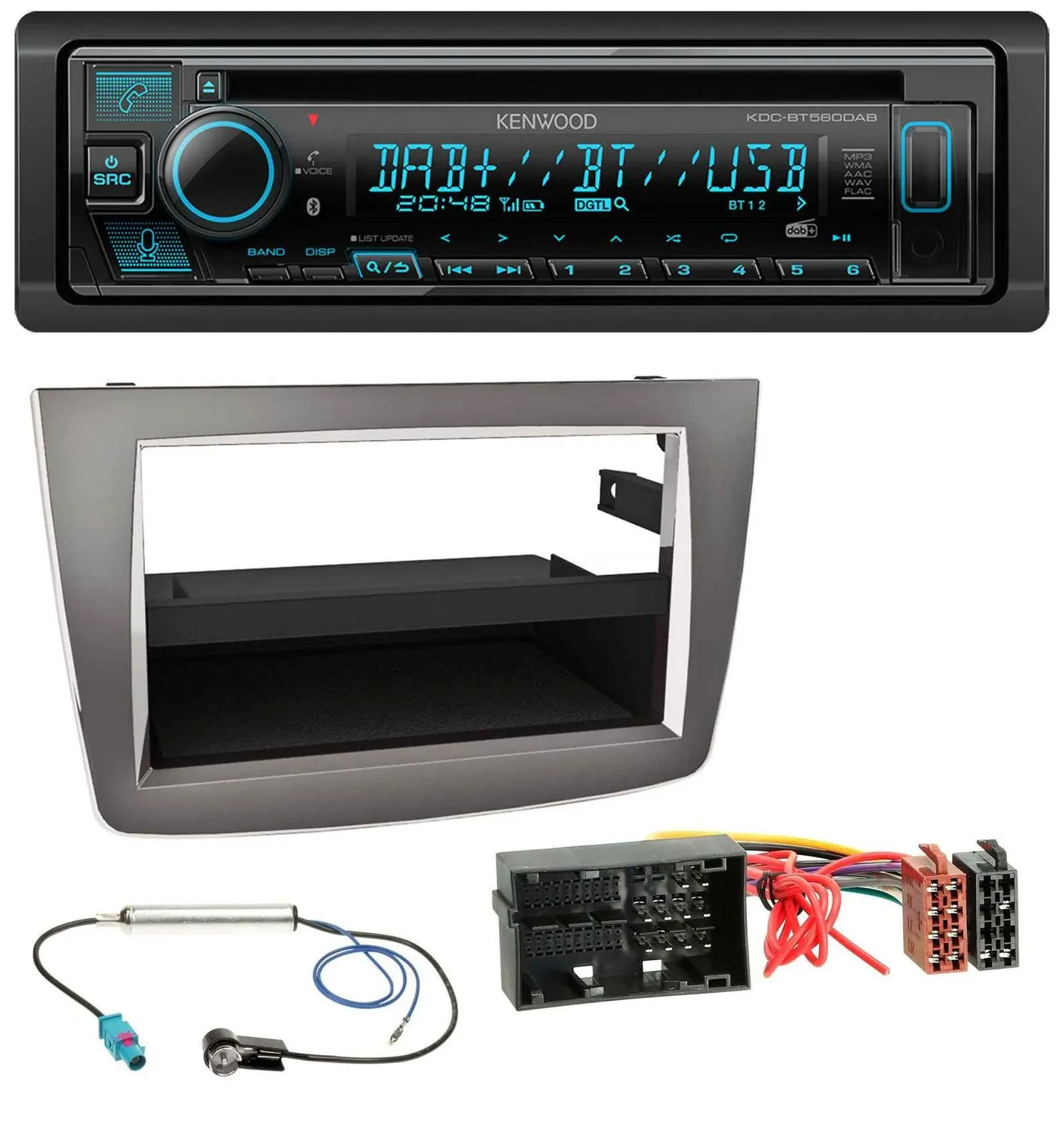 Kenwood Bluetooth DAB CD MP3 USB Autoradio für Alfa Romeo Mito ab 14 955 silber