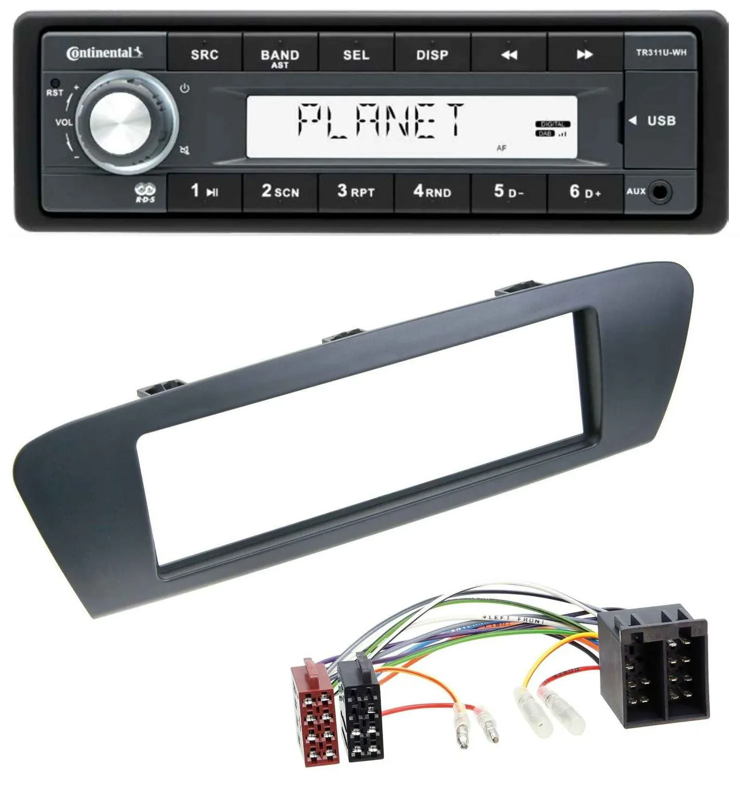 Continental USB MP3 AUX 1DIN Autoradio für Renault Scenic (ab 09) - grau