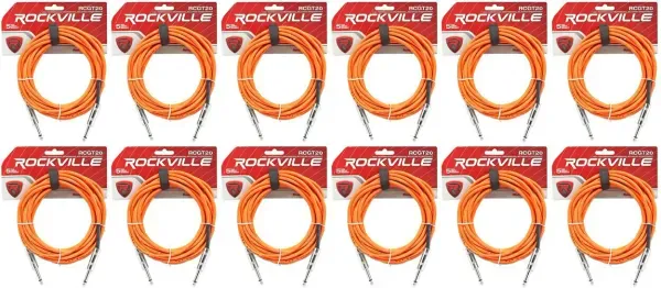 Инструментальный кабель Rockville RCGT20O Orange 6.1 м (12 штук)