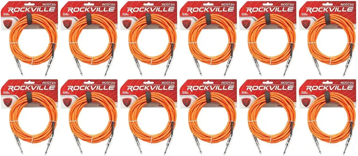 Инструментальный кабель Rockville RCGT20O Orange 6.1 м (12 штук)