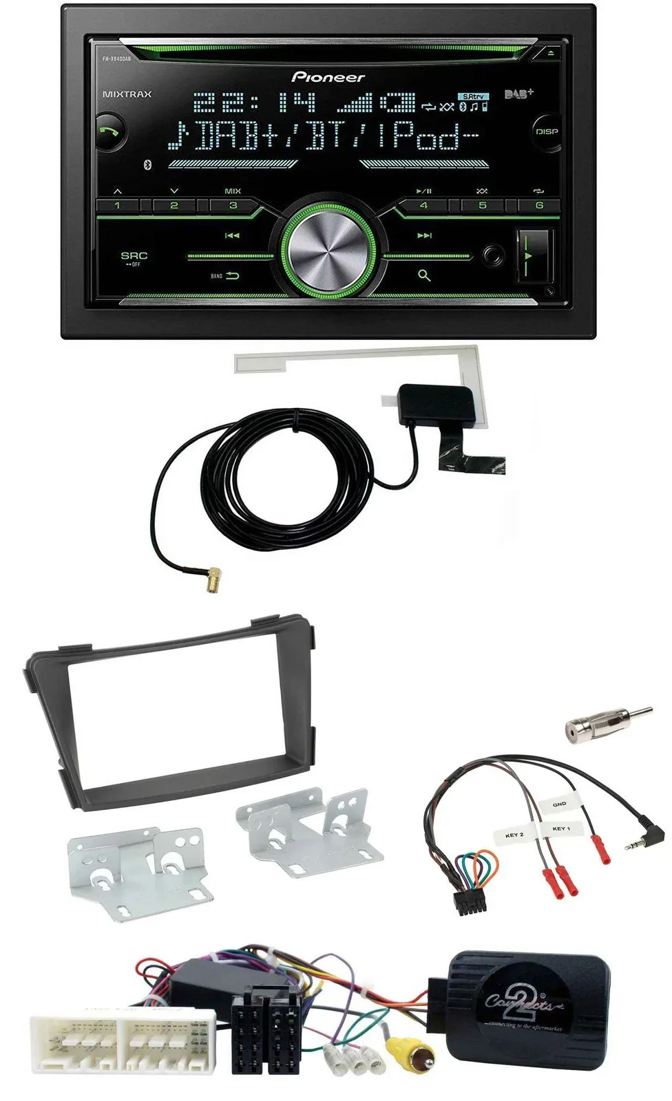 Автомагнитола Pioneer 2DIN, CD, USB, Bluetooth, DAB, для Hyundai i40 (VF, с 2016), черный, с поддержкой кнопок на руле