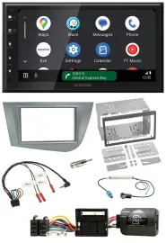 Kenwood DAB Bluetooth USB Lenkrad 2DIN Autoradio für Seat Leon 2005-2012 silber