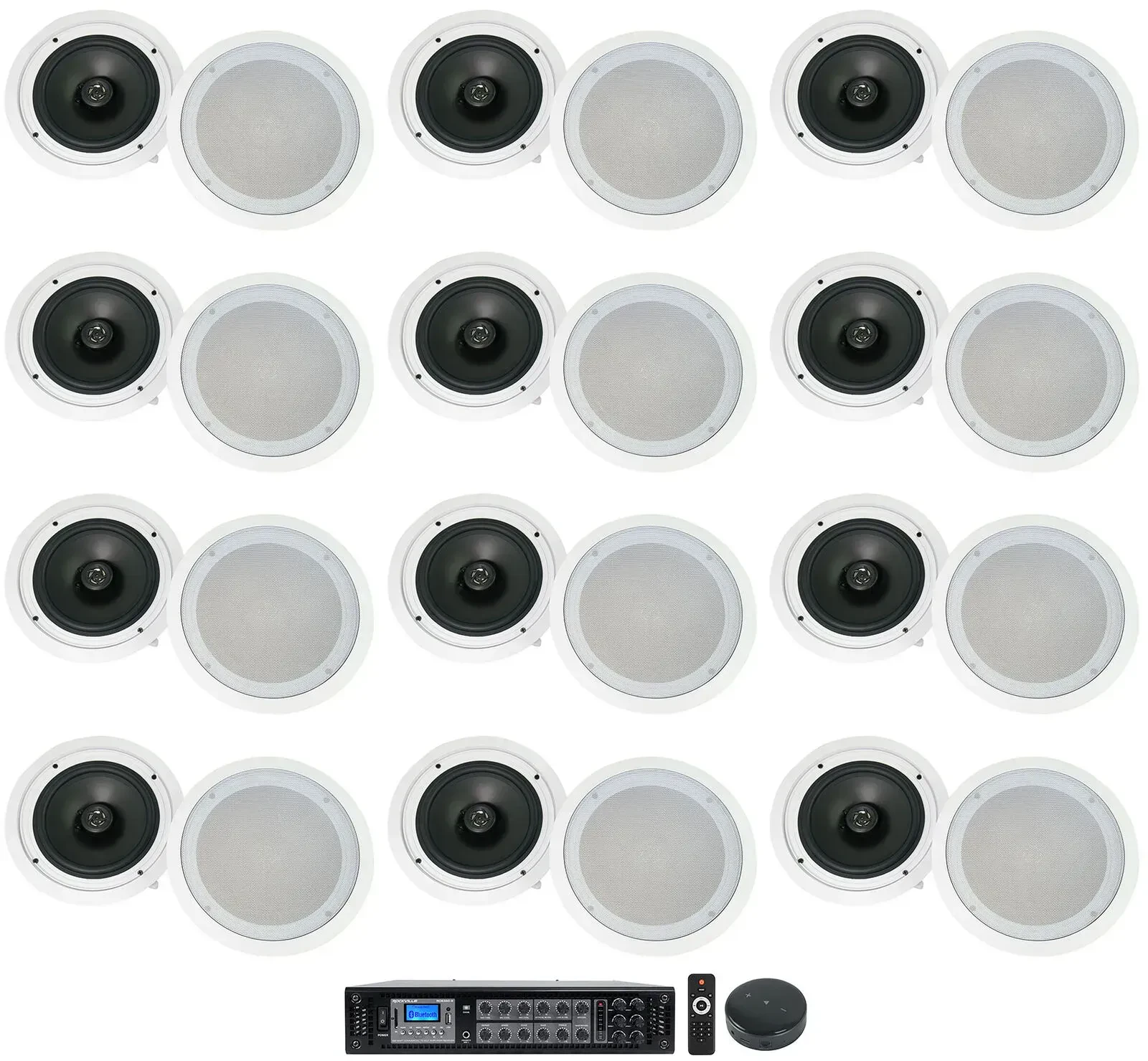 Потолочная акустика Rockville RCS350-6+(12) CC80T Wh HOTEL+Wiim Mini White с усилителем (24 штуки)