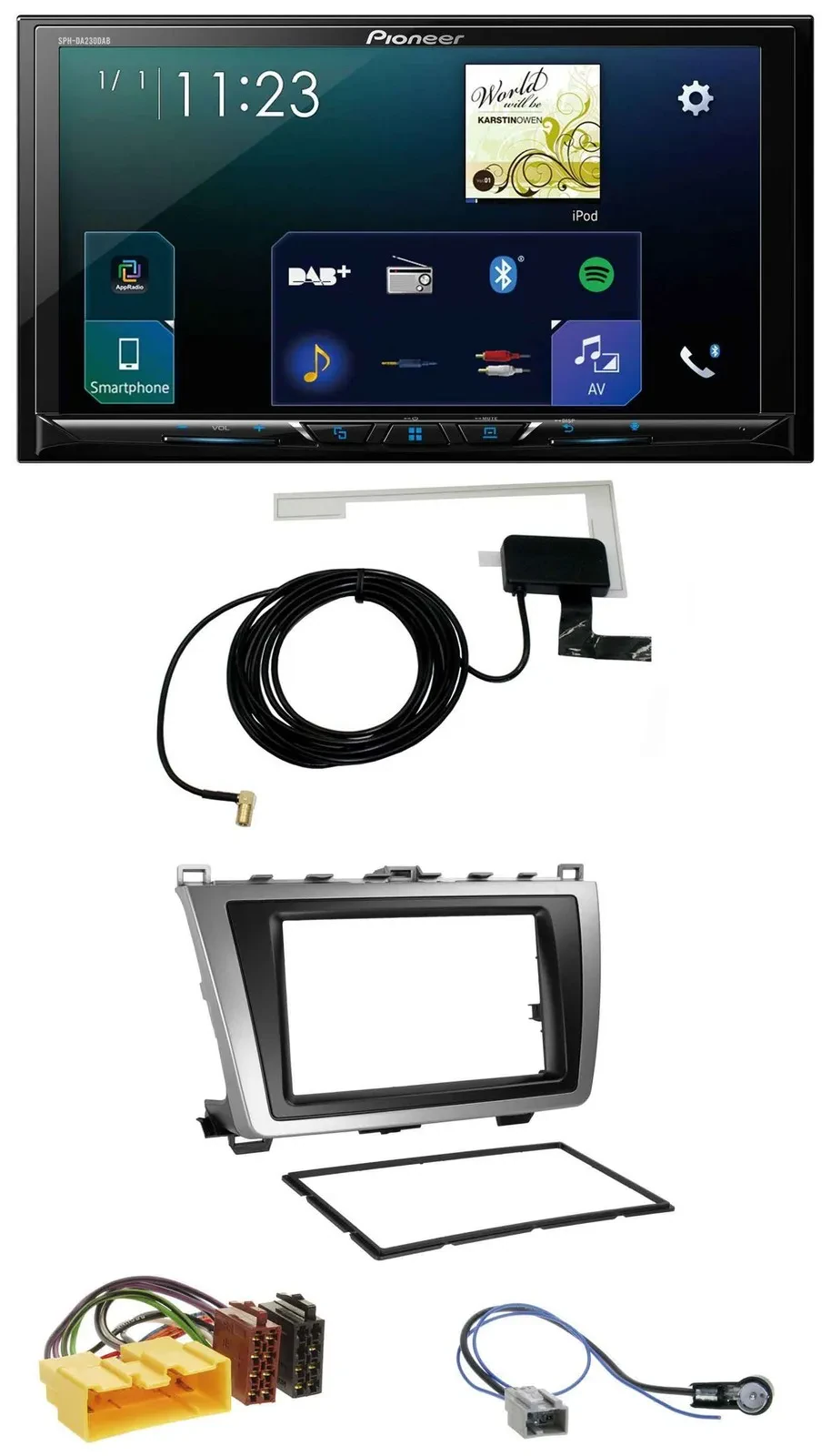 Pioneer 2DIN DAB USB MP3 Bluetooth Autoradio für Mazda 6 08-12 schwarz-silber
