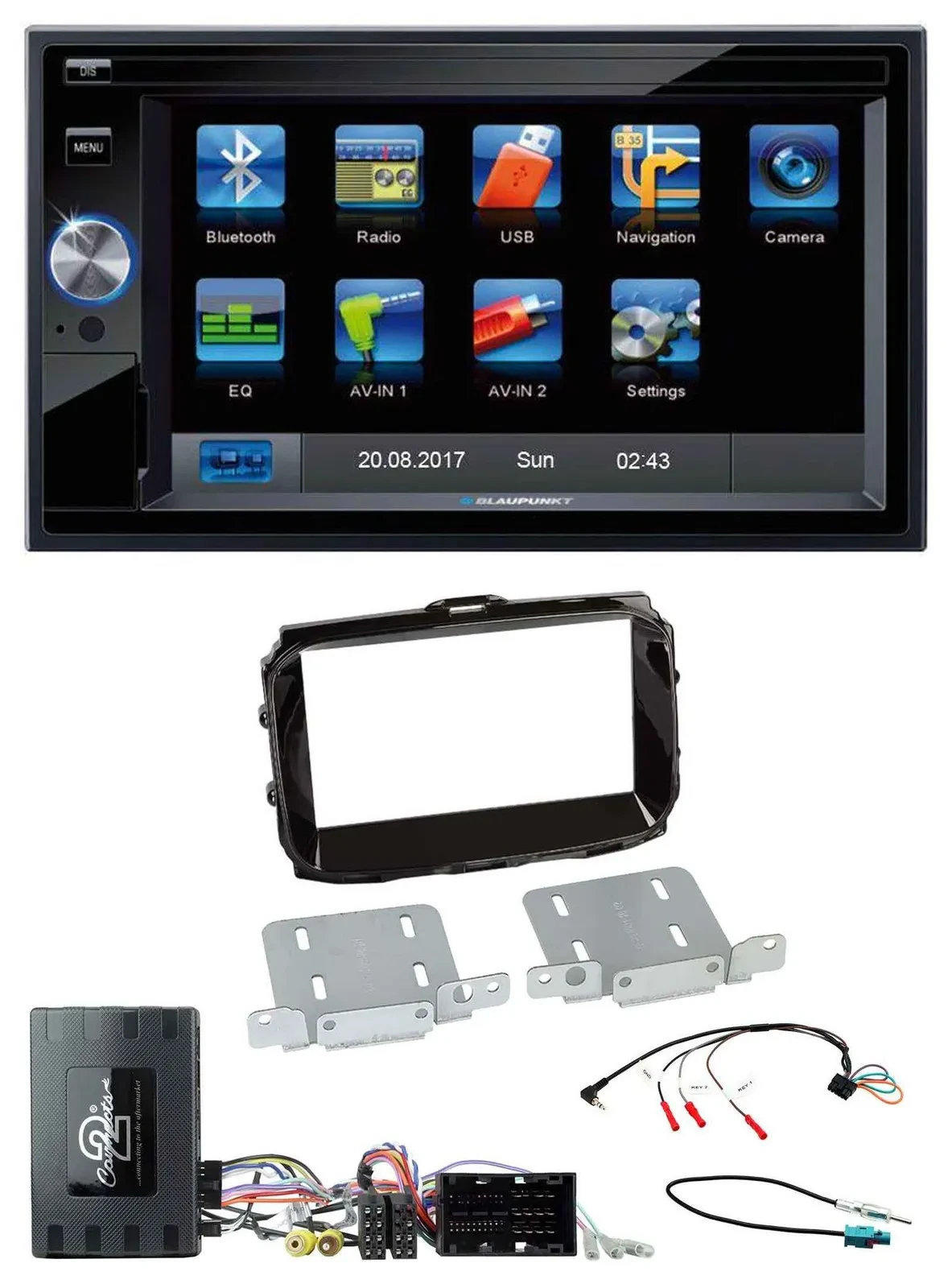Автомагнитола Blaupunkt 2DIN Bluetooth USB SD MP3 для Alfa Romeo Giulietta (2014–2021) с поддержкой кнопок на руле