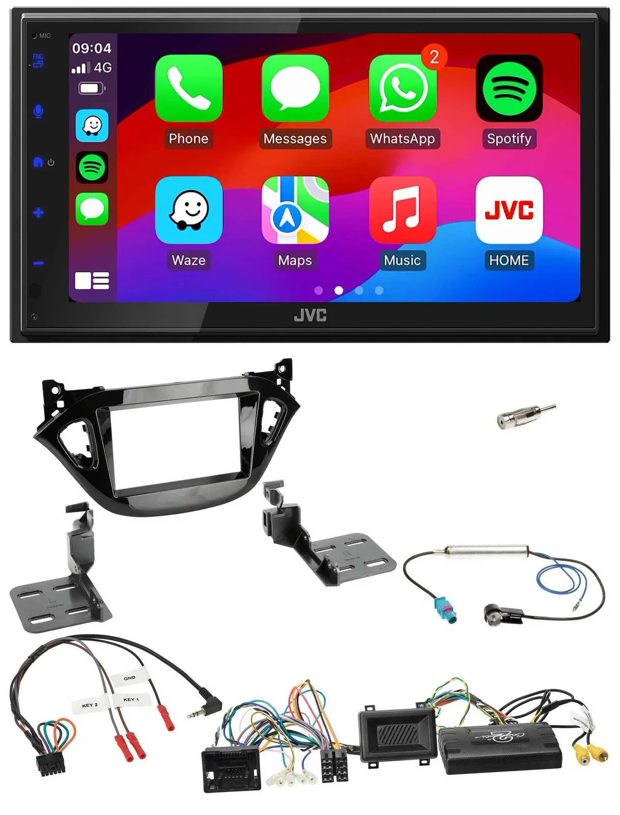 JVC Bluetooth USB Lenkrad 2DIN DAB Autoradio für Opel Adam Corsa E 2017-2019