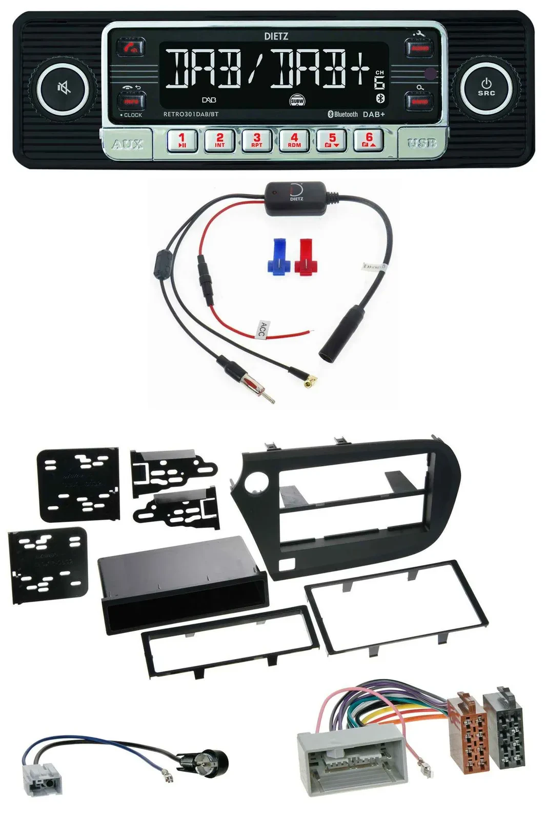 Dietz MP3 DAB Bluetooth USB Autoradio für Honda Insight (ZE2, 2009-2013)