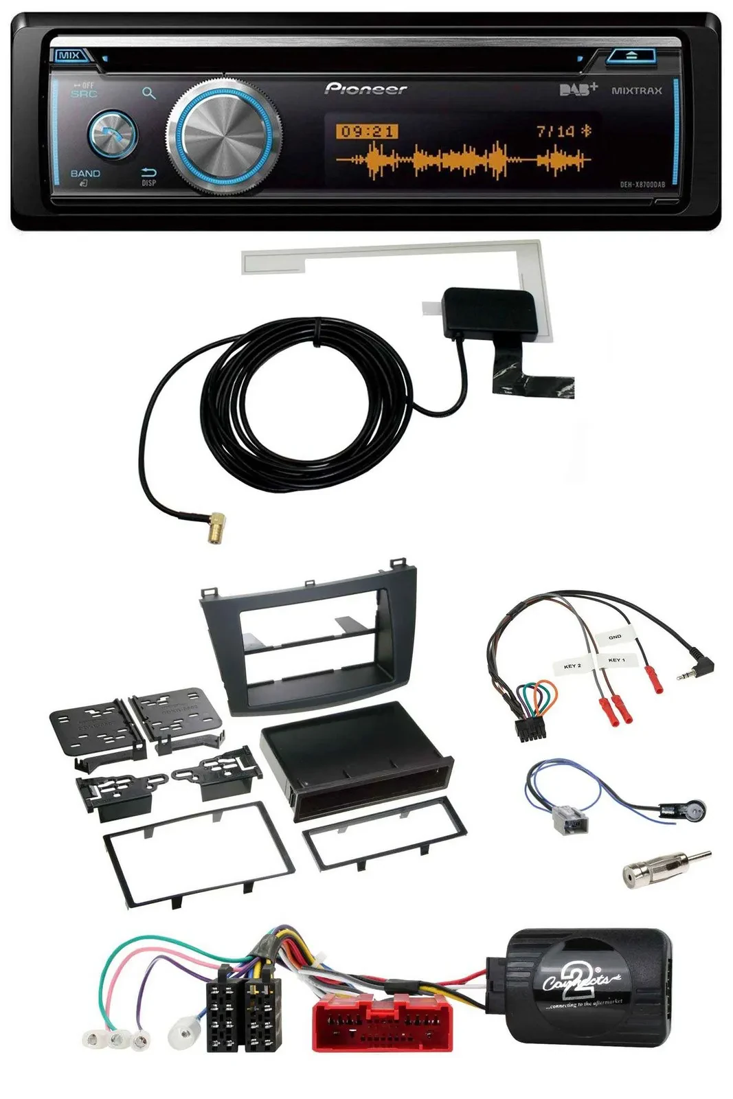 Pioneer Bluetooth DAB Lenkrad USB CD Autoradio für Mazda 3 2009-2013 analog