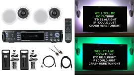 Rockville 1000w Karaoke Bluetooth Amp/Mixer+(4) Ceiling Speakers+(2) Microphones