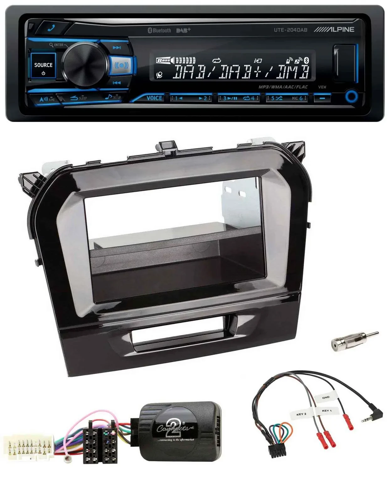 Alpine USB Bluetooth DAB Lenkrad Autoradio für Suzuki Vitara ab 2015 piano schwa