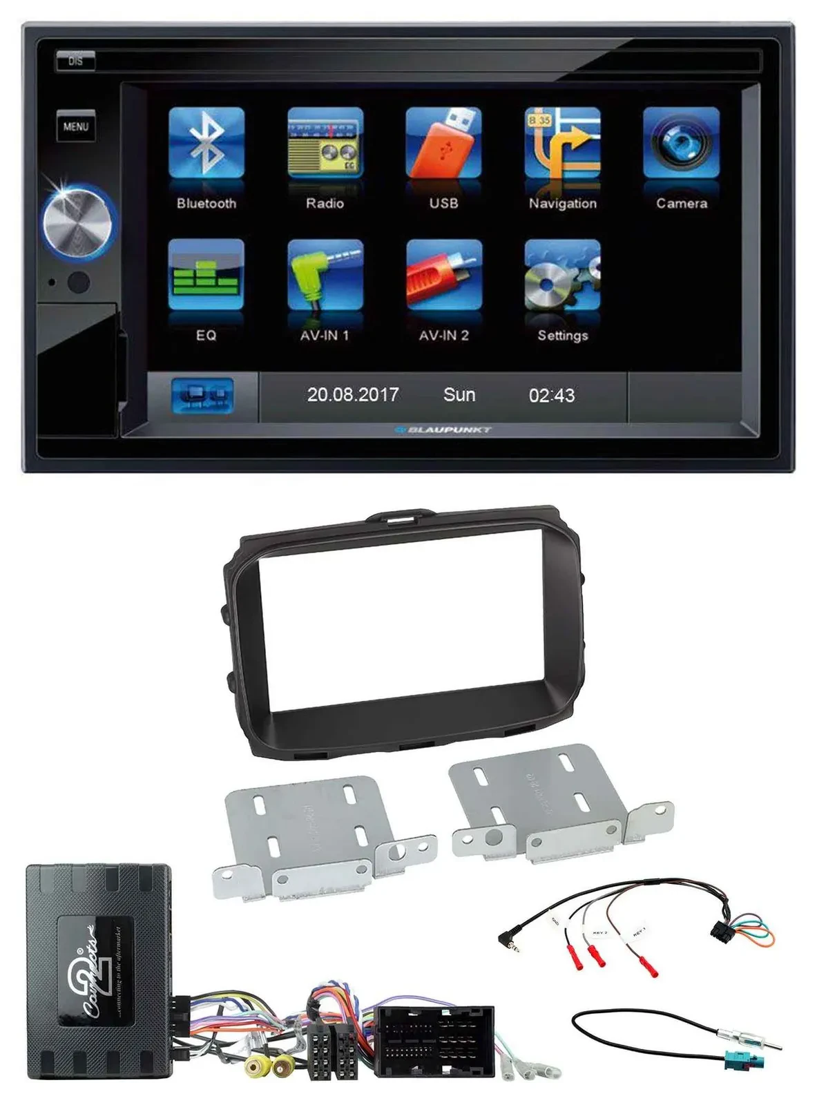 Blaupunkt SD USB TMC Bluetooth 2DIN Lenkrad Navigation für Alfa Giulietta Infoad