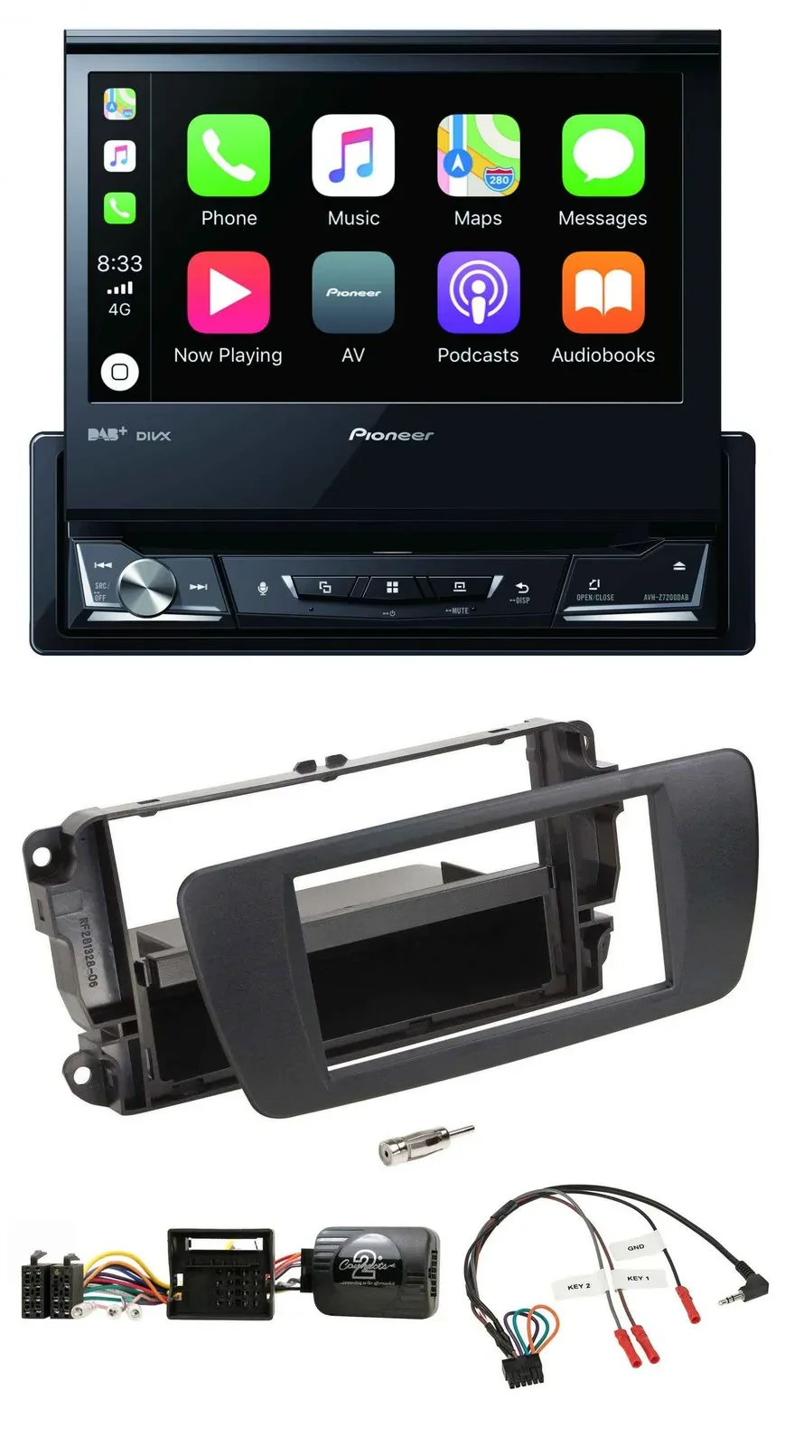 Pioneer DVD Bluetooth DAB USB Lenkrad Autoradio für Seat Ibiza nitschwarz