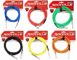 Инструментальный кабель Rockville RCGT10 Multicolor 3.05 м (6 штук)