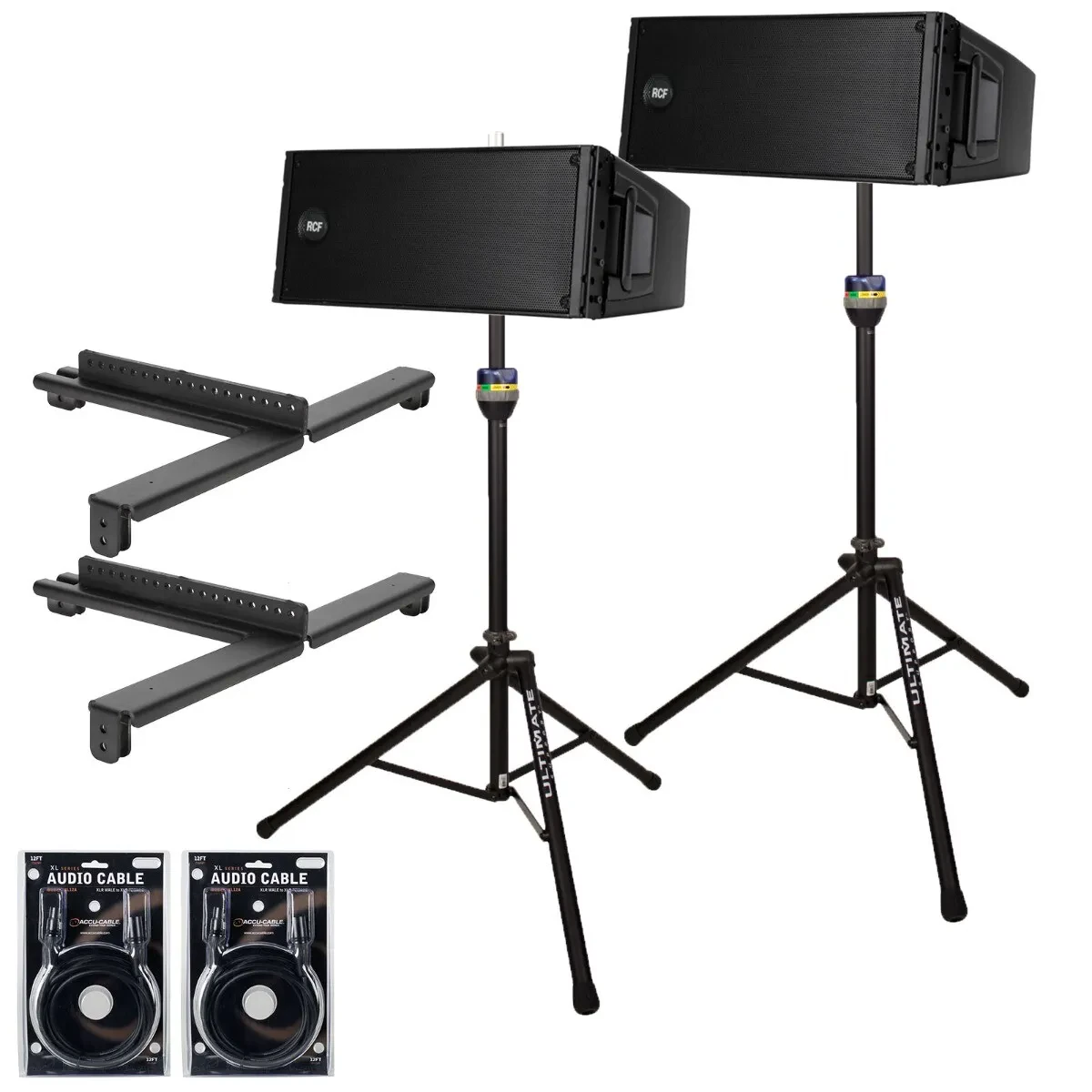 RCF HDL 20-A Active Powered Line Array Module Speakers Pair w Adapters Pack