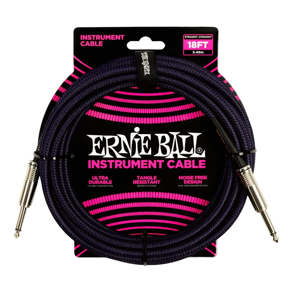 Инструментальный кабель Ernie Ball 6395 5.5 Braided Black Purple