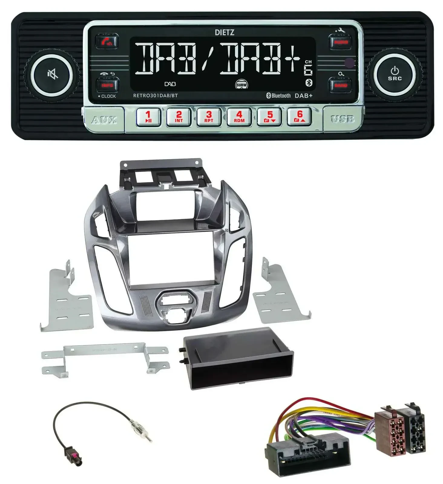 Dietz USB DAB MP3 Bluetooth Autoradio für Ford Transit Connect 2012-2018 Display