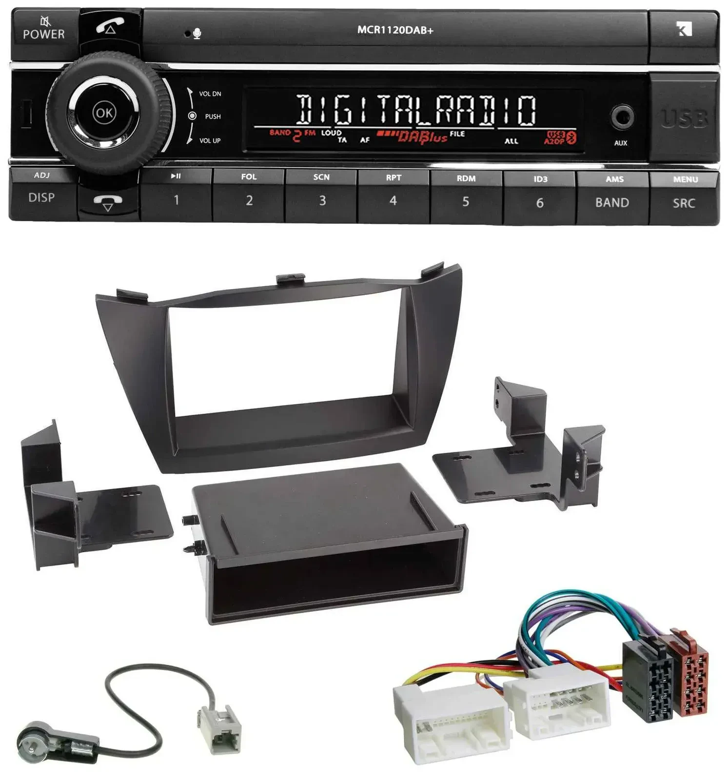 Kienzle Bluetooth MP3 USB DAB Autoradio für Hyundai ix35 (LM, 2010-2013)