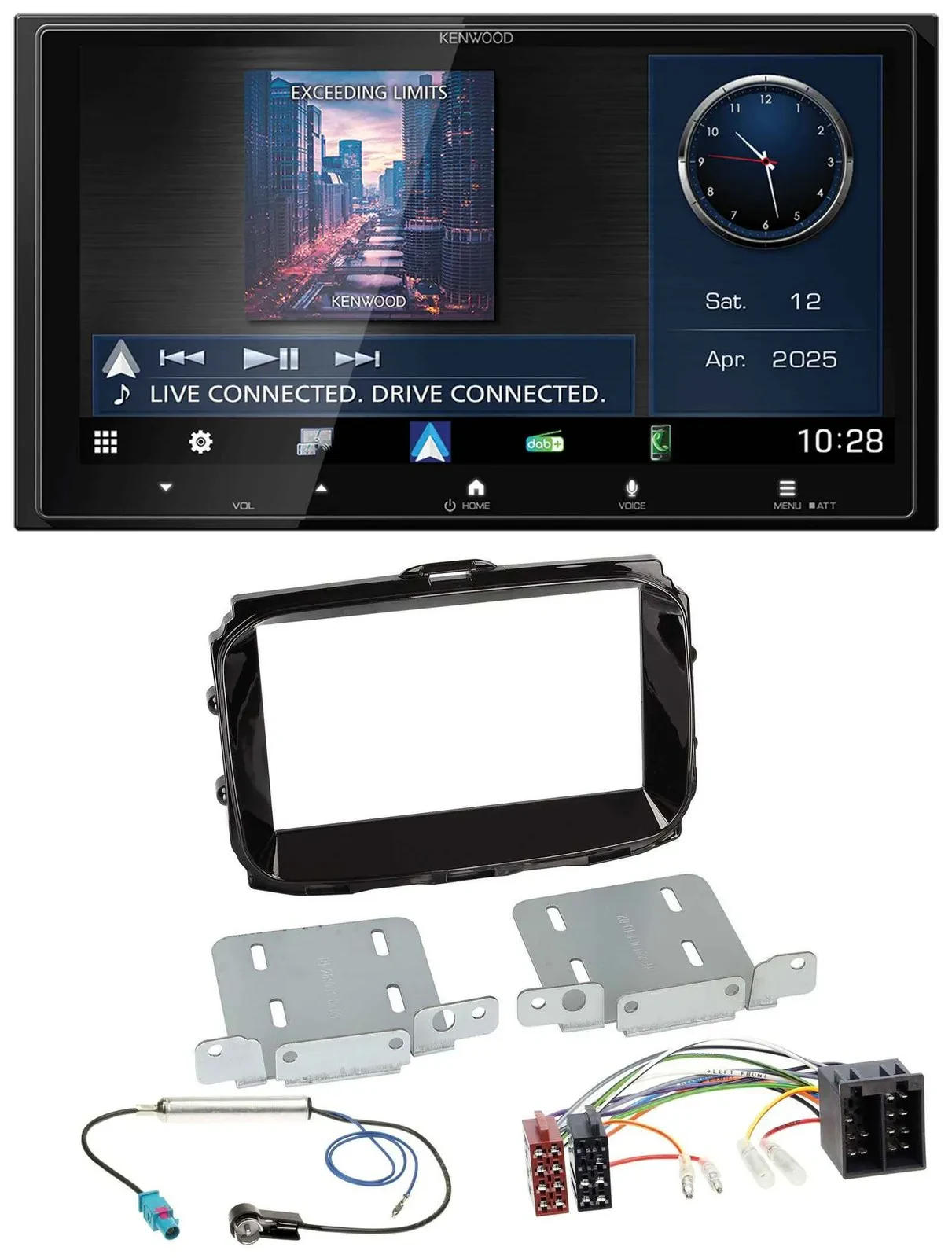 Kenwood Bluetooth 2DIN USB DAB MP3 Autoradio für Alfa Romeo ISO ab 2013 piano
