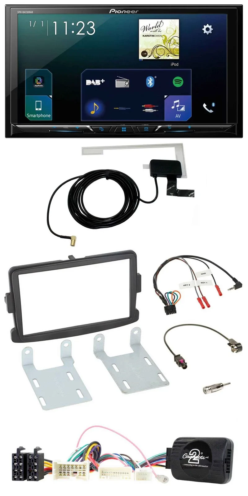 Автомагнитола Pioneer 2DIN, DAB, USB, Bluetooth, для Dacia (с 2012), черный