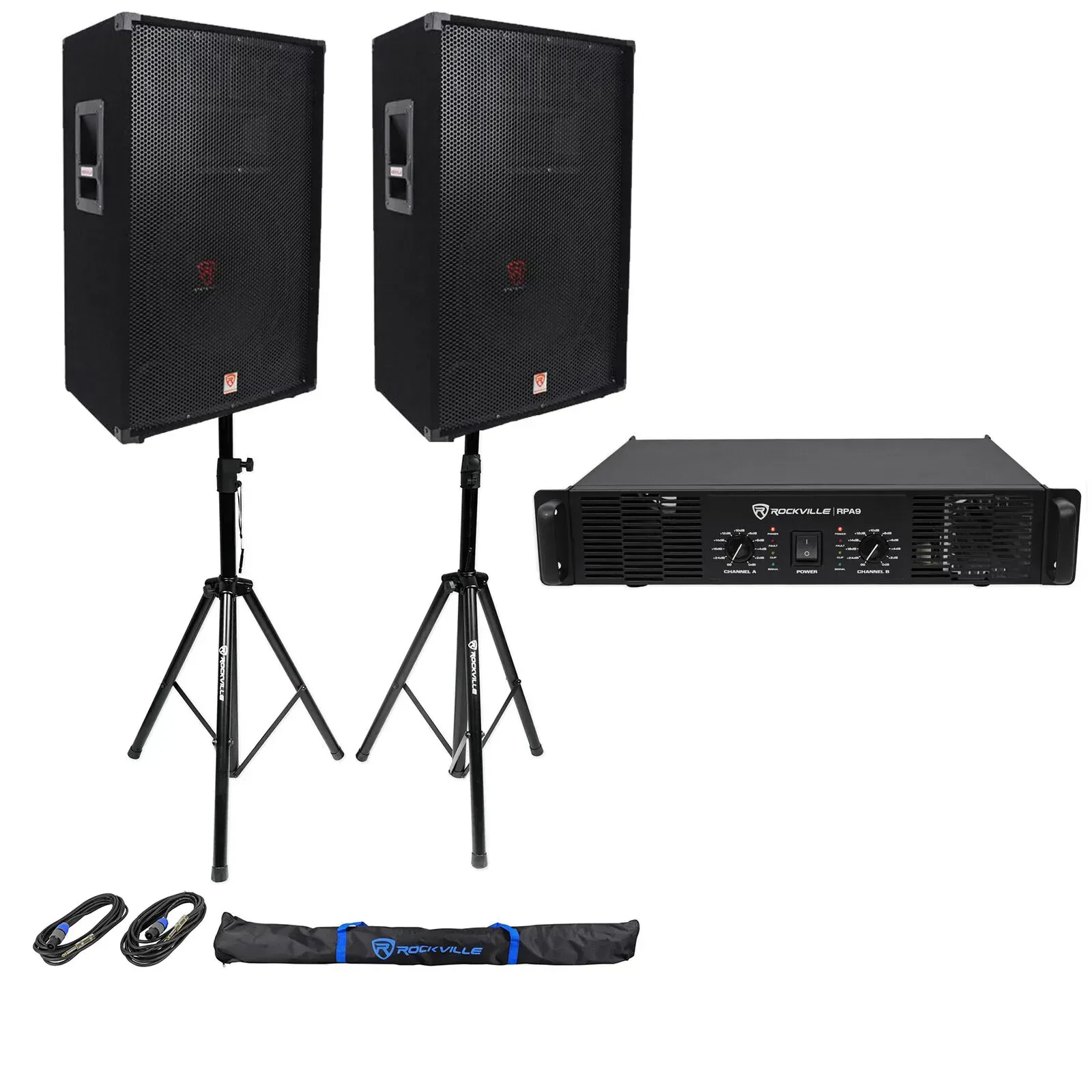 Пассивная акустическая система Rockville RSG15 Black с усилителем и аксессуарами (пара)