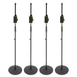 Gravity GMS23 Sturdy Durable Microphone Stand w Round Base in Black 4-Pack