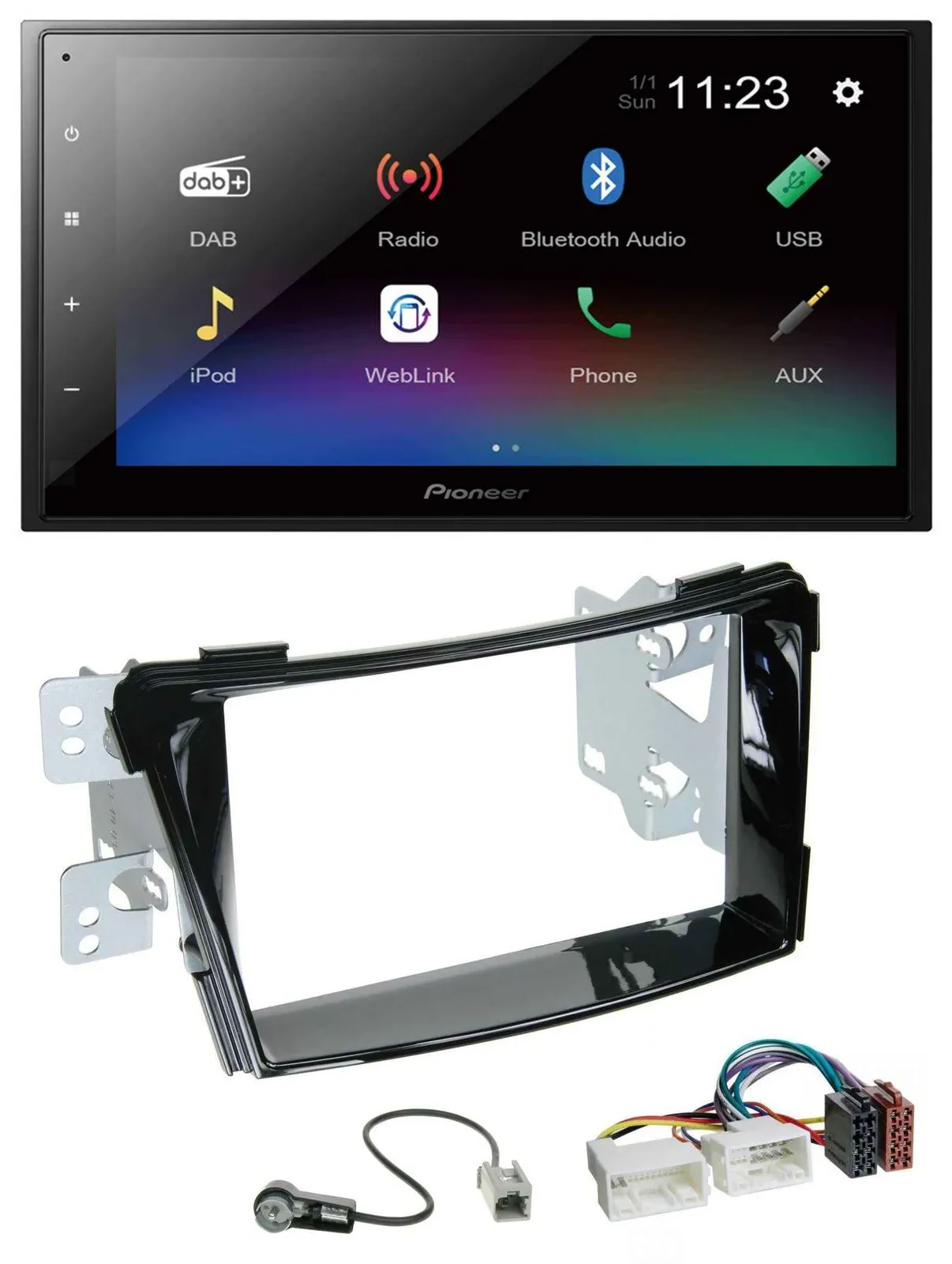 Автомагнитола Pioneer USB Bluetooth DAB 2DIN MP3 для Hyundai i40 (VF) с 2011, черный глянец