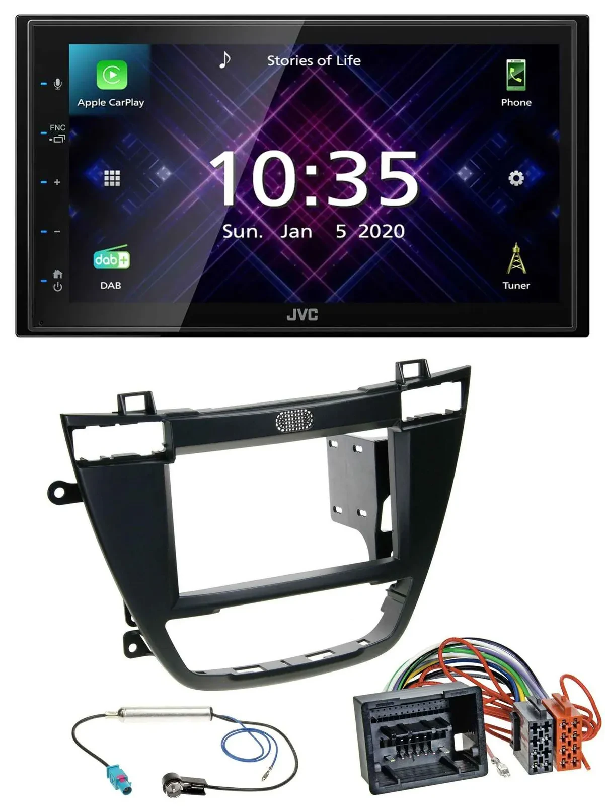 JVC DAB 2DIN MP3 Bluetooth USB Autoradio für Opel Insignia 08-13 schwarz