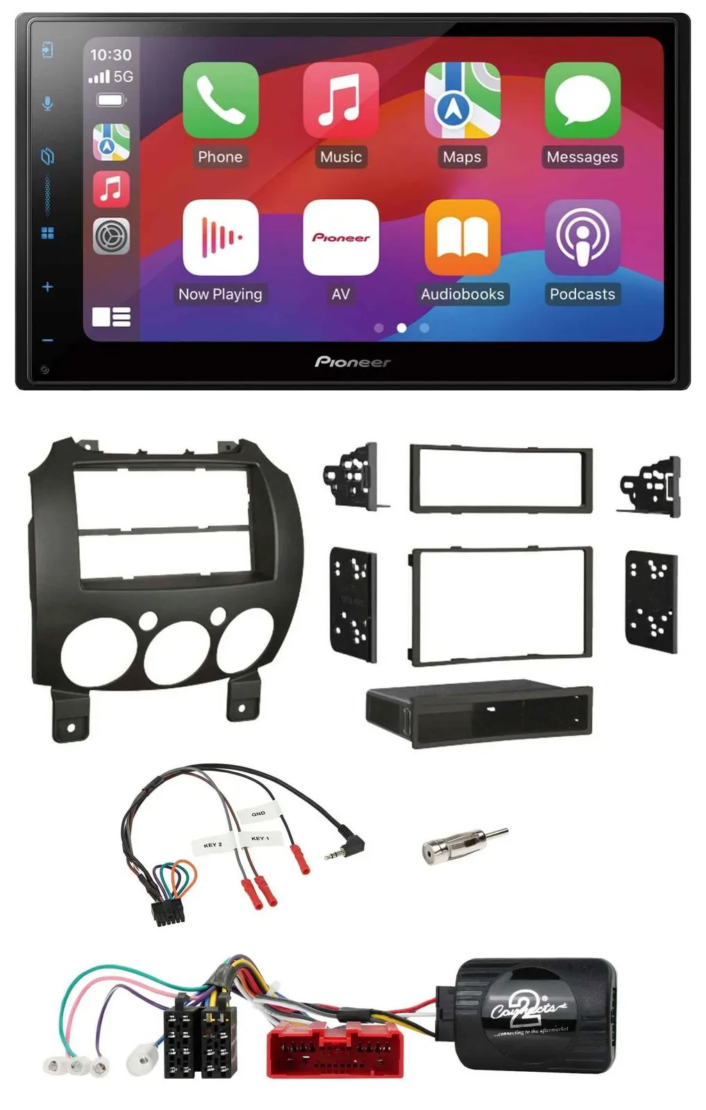 Pioneer DAB USB Lenkrad Bluetooth 2DIN Autoradio für Mazda 2 2007-2014