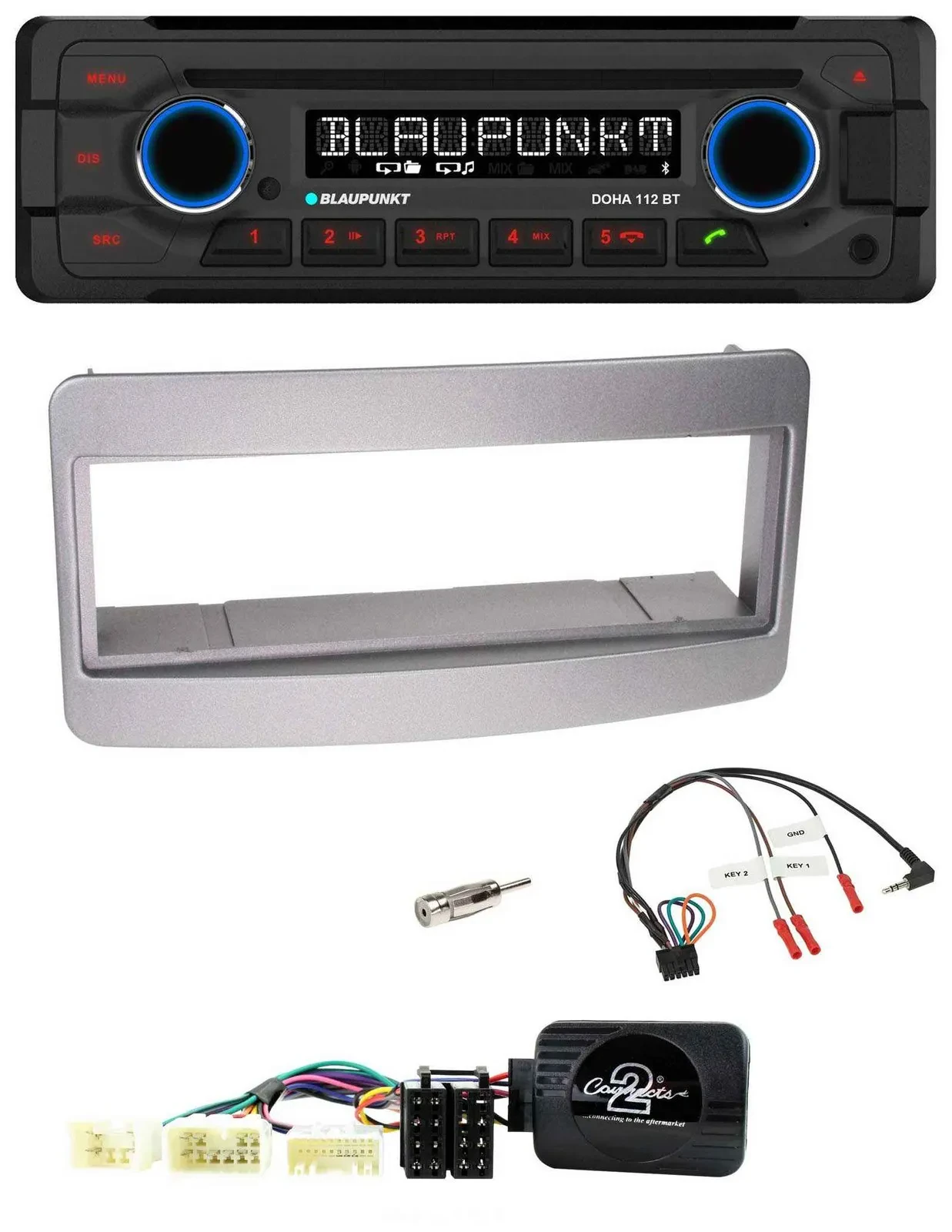 Автомагнитола Blaupunkt CD/MP3, Bluetooth, USB для Toyota RAV4 (2001–2006) темная