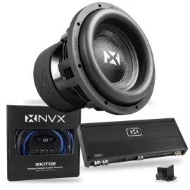 NVX XCW122 12" SPL Subwoofer + Monoblock Amplifier with Wiring Kits