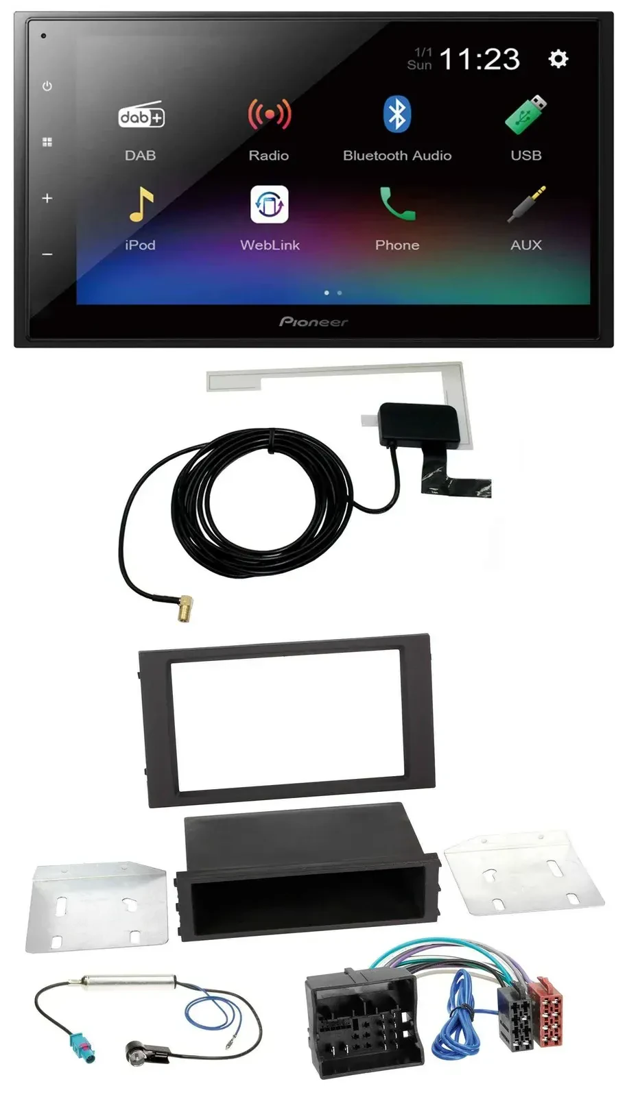 Автомагнитола Pioneer 2DIN, DAB, MP3, Bluetooth, USB для Seat Leon (с 2014)