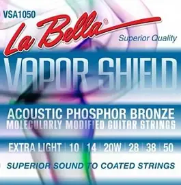 Струны для акустической гитары La Bella VSA1050 10-50, бронза фосфорная