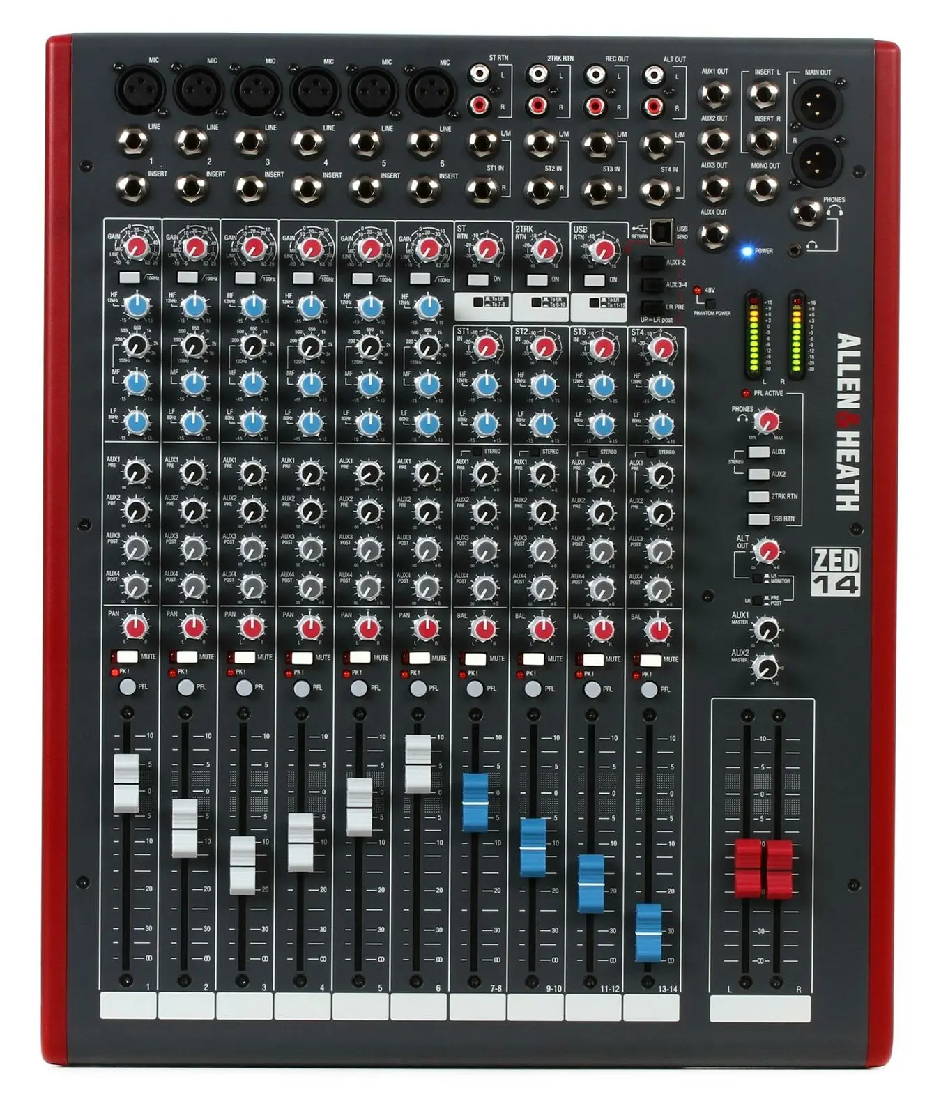 Аналоговый микшер Allen & Heath ZED-14 12-channel Mixer with USB Audio Interface