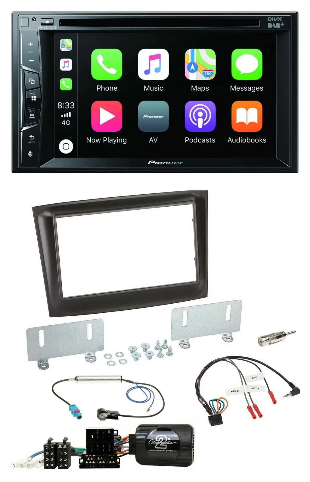 Автомагнитола Pioneer 2DIN USB DVD Bluetooth DAB для Fiat Doblo, поддержка кнопок на руле, ISO CAN-Bus