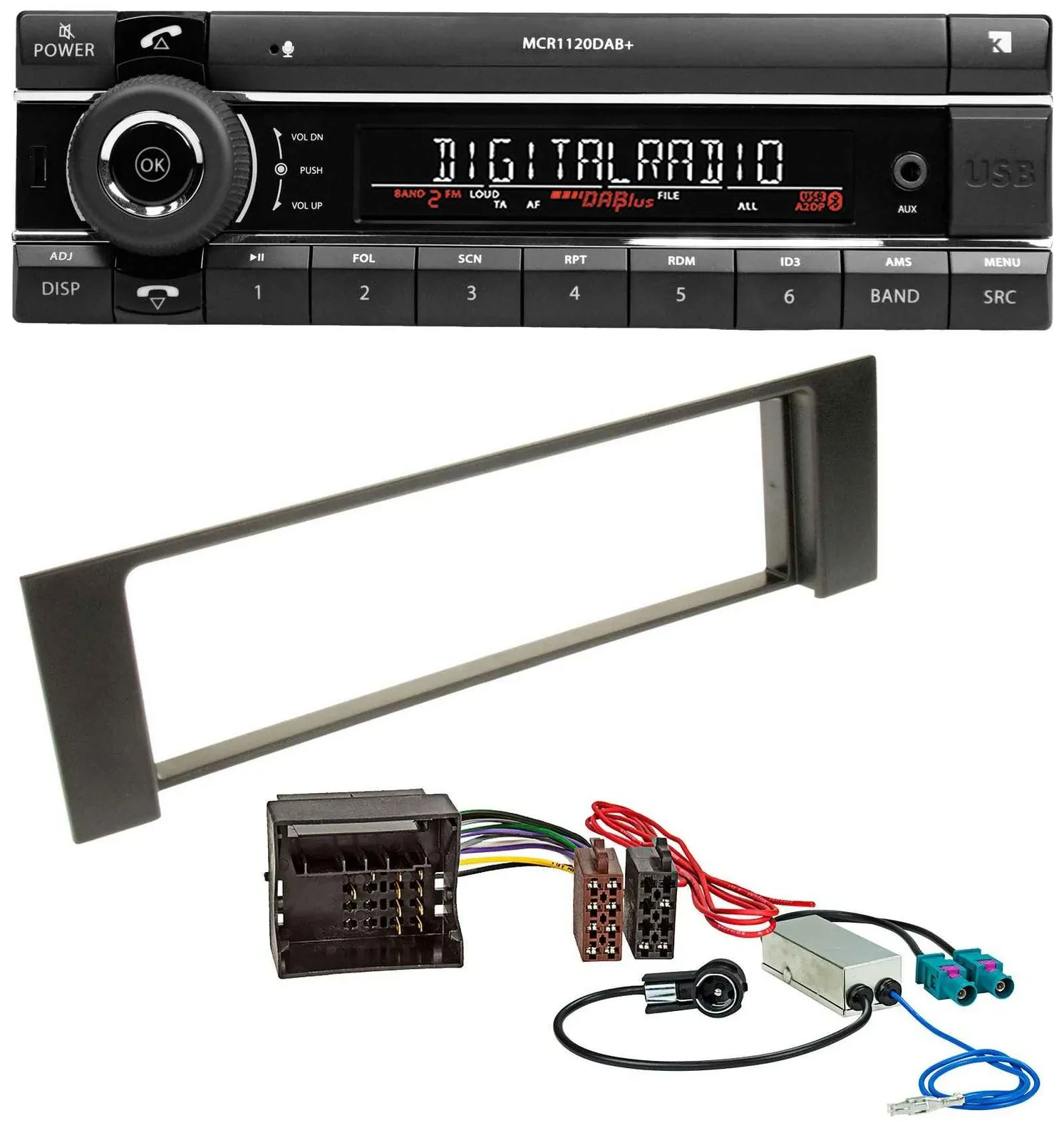 Kienzle Bluetooth MP3 USB DAB Autoradio für Audi A4 B6 00-04 Quadlock Doppel Fak