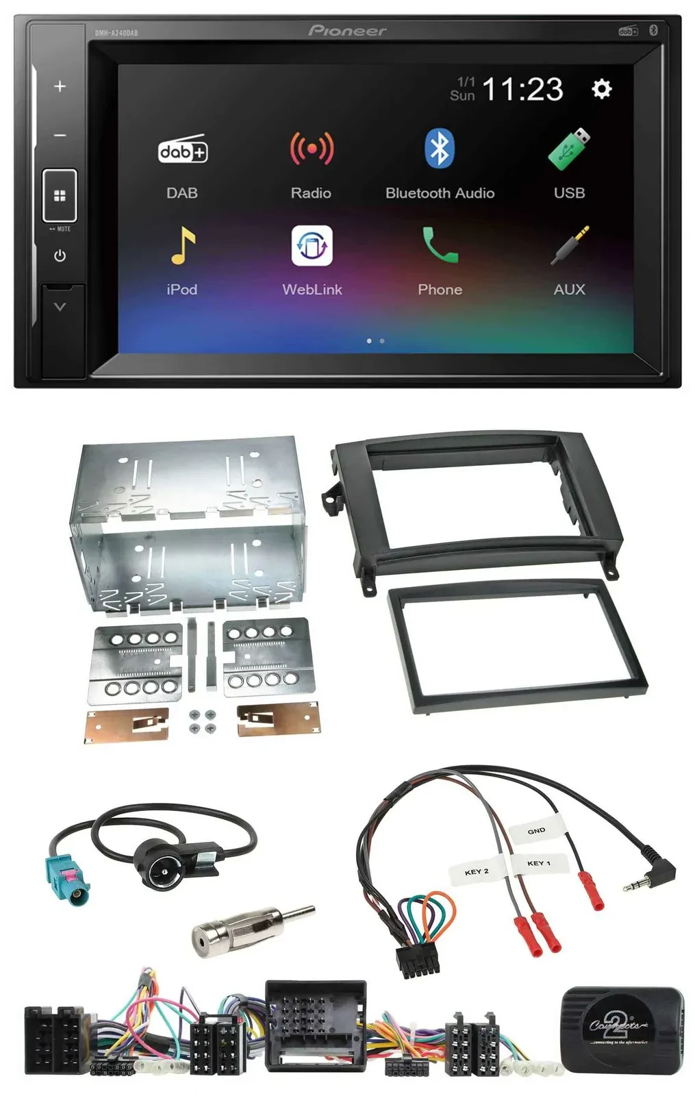 Pioneer DAB Lenkrad 2DIN Bluetooth USB Autoradio für Mercedes A- B-Klasse W169 T