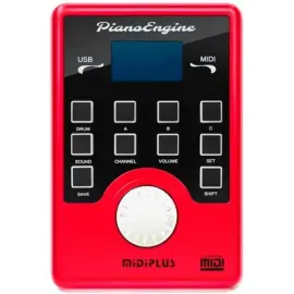 Б/У Звуковой модуль MIDIPLUS PianoEngine GM, 64-голосная полифония, 24 бит/48 кГц, MIDI In/Out, USB Host, батарея 2500 мА·ч, красный
