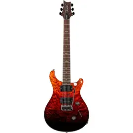Электрогитара PRS Wood Library Custom 24 Electric Guitar Fire Red Gray Black Fade